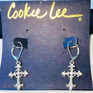 Vintage Cookie Lee silver cross earrings